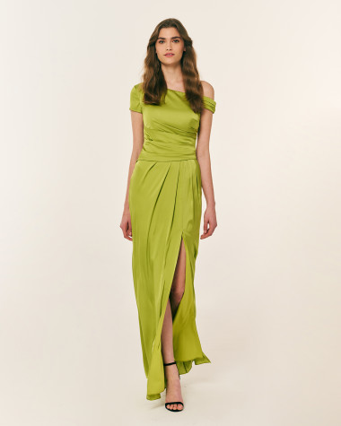 Φόρεμα αμπιγιέ satin maxi