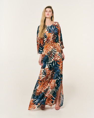 Φόρεμα maxi floral βισκόζ