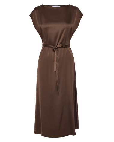 Φόρεμα midi satin με ζώνη