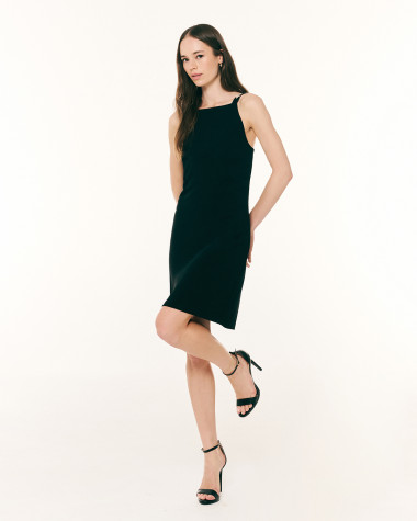 Φόρεμα κρεπ halter με strass