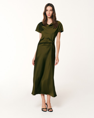Φόρεμα satin midi με ντραπέ