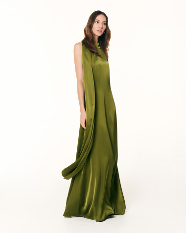 Φόρεμα halter satin maxi