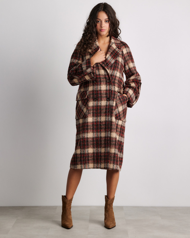 Παλτό καρό wool blend