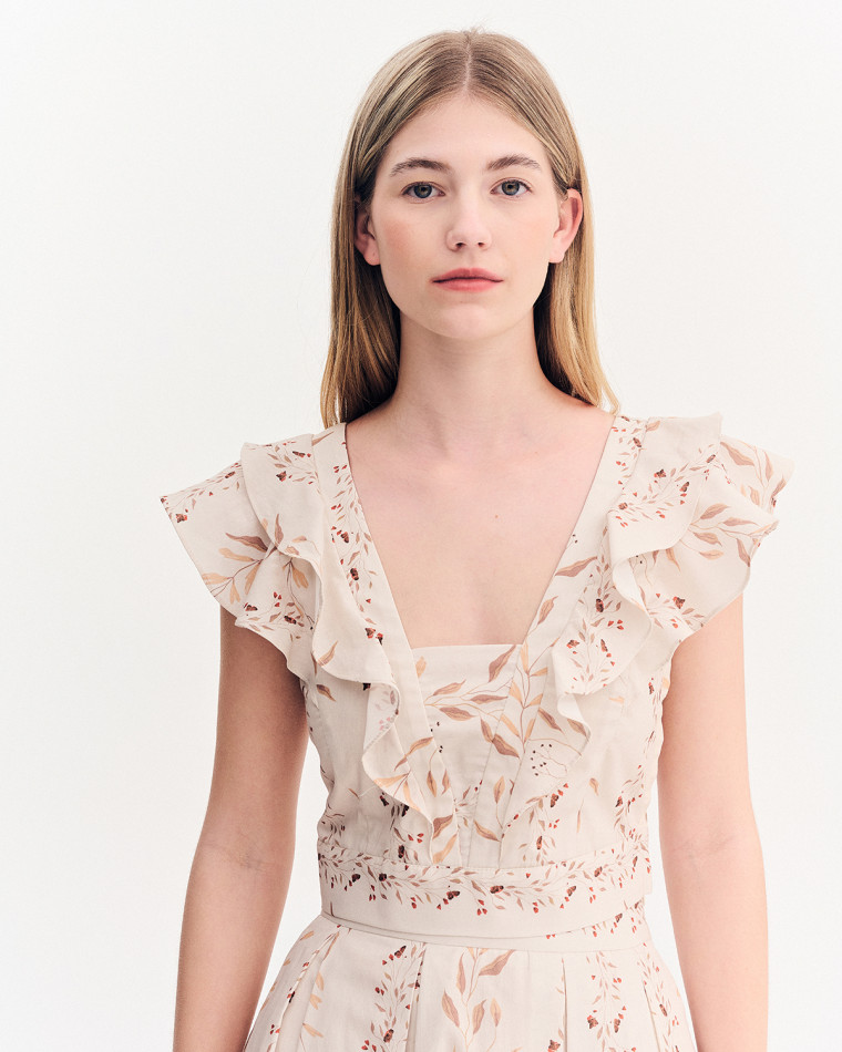 Τοπ crop floral με βολάν