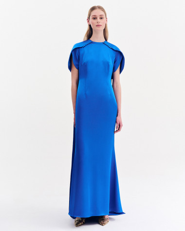 Φόρεμα maxi satin αμπιγιέ