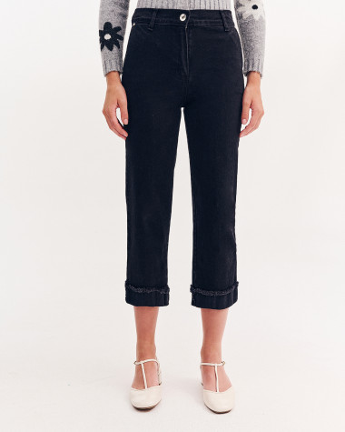 Παντελόνι τζιν κοντό με ρεβέρ