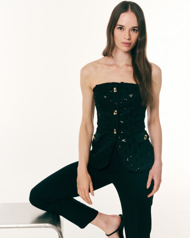 Τοπ strapless αμπιγιέ με παγιέτες
