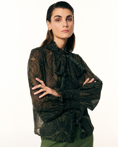 Μπλούζα Case Study με λαχούρια και βολάν