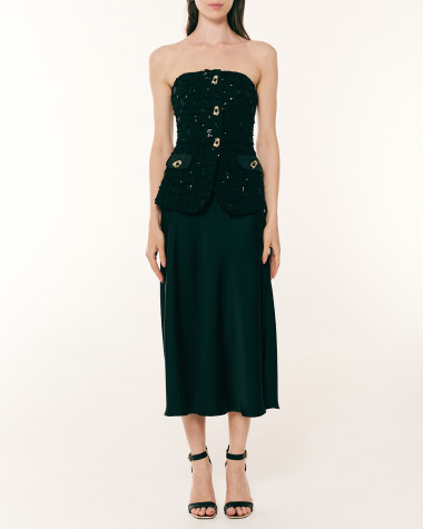 Φόρεμα strapless αμπιγιέ με παγιέτες