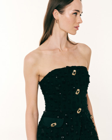 Φόρεμα strapless αμπιγιέ με παγιέτες