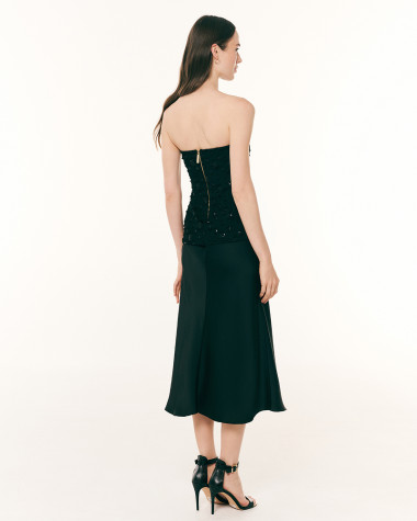 Φόρεμα strapless αμπιγιέ με παγιέτες