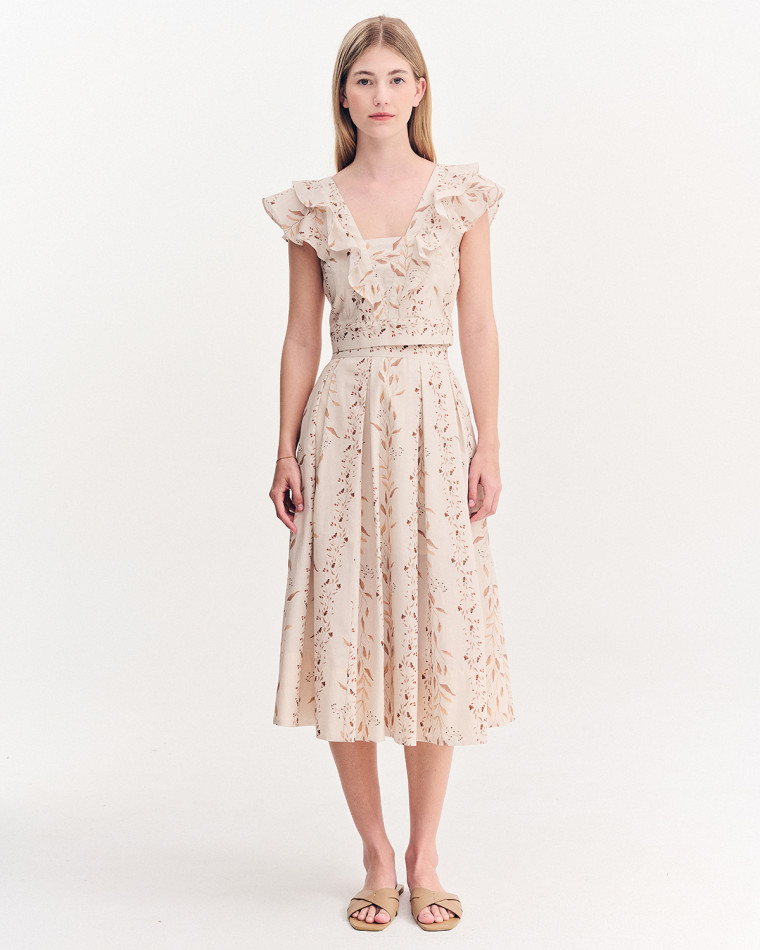 Τοπ crop floral με βολάν