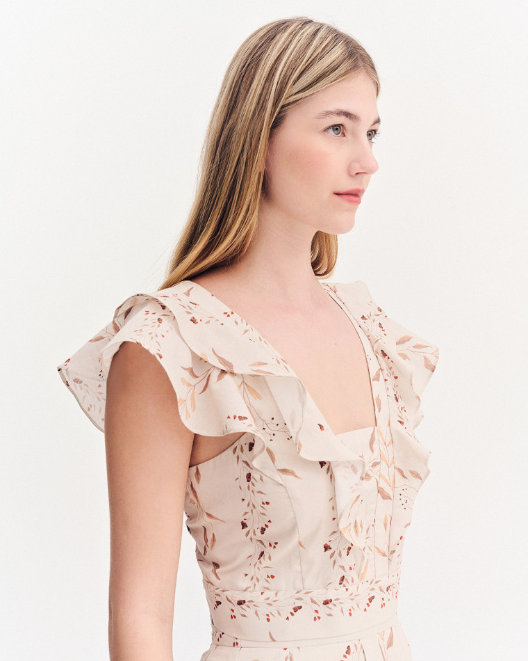 Τοπ crop floral με βολάν