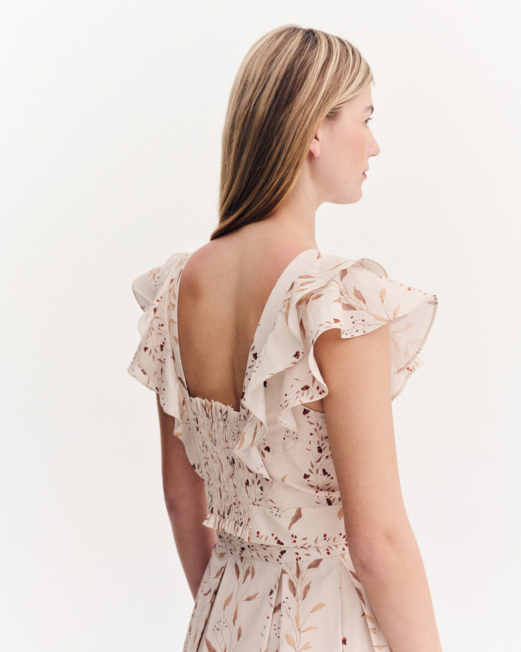 Τοπ crop floral με βολάν